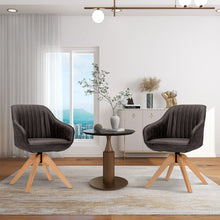 Load image into Gallery viewer, Modern Leathaire Set of 2 Swivel Accent Chair with Beech Wood Legs-Brown
