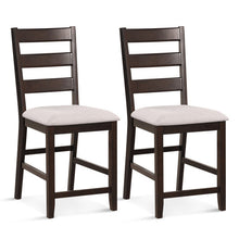 Load image into Gallery viewer, 2 Piece Counter Height Bar Stool Set with Padded Seat and Rubber Wood Legs-Beige
