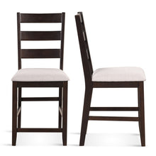 Load image into Gallery viewer, 2 Piece Counter Height Bar Stool Set with Padded Seat and Rubber Wood Legs-Beige
