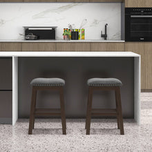Load image into Gallery viewer, 2 Piece 24.5 Inch Counter Height Bar Stool Set with Padded Seat-Gray

