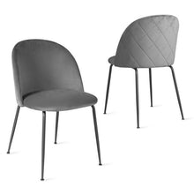 Load image into Gallery viewer, Set of 2 Upholstered Velvet Dining Chair with Metal Base for Living Room-Gray
