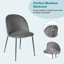 Load image into Gallery viewer, Set of 2 Upholstered Velvet Dining Chair with Metal Base for Living Room-Gray
