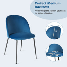 Load image into Gallery viewer, Set of 2 Upholstered Velvet Dining Chair with Metal Base for Living Room-Blue
