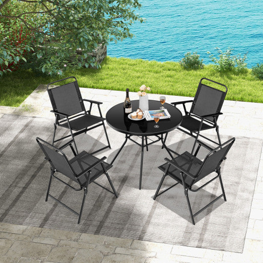 Set of 2/4/6 Outdoor Folding Chairs with Breathable Seat-Set of 4