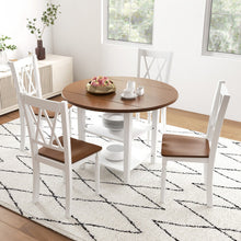 Load image into Gallery viewer, Set of 4 Wooden Farmhouse Kitchen Chairs with Rubber Wood Seat
