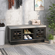 Load image into Gallery viewer, Shoe Bench with 6 Storage Compartments and 3 Adjustable Shelves-Gray
