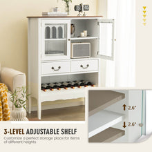 Load image into Gallery viewer, Sideboard Buffet Cabinet with 2 Tempered Glass Doors-White

