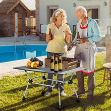 Load image into Gallery viewer, Folding Heavy-Duty Aluminum Camping Table with Carrying Bag-Silver
