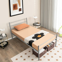 Load image into Gallery viewer, Twin Size Metal Bed Frame Platform with Headboard-Silver
