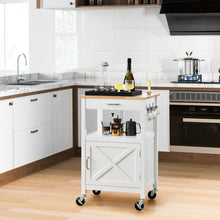 Load image into Gallery viewer, Rolling Kitchen Island Cart with Drawer and Side Hooks-White
