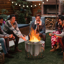 Load image into Gallery viewer, Smokeless Stainless Steel Fire Pit with Ash Pan for Yard Camping-Silver
