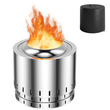 Load image into Gallery viewer, Smokeless Stainless Steel Fire Pit with Ash Pan for Yard Camping-Silver
