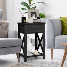 Load image into Gallery viewer, Storage End Bedside Drawer Nightstand w/ Bottom Shelf-Black
