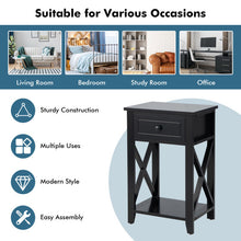 Load image into Gallery viewer, Storage End Bedside Drawer Nightstand w/ Bottom Shelf-Black
