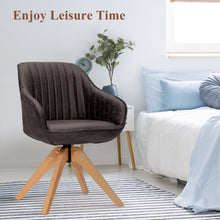 Load image into Gallery viewer, Mid-Century Swivel Accent Chair PU Leather Vanity Study Armchair-Dark Brown
