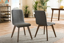 Load image into Gallery viewer, Baxton Studio Sugar Mid-century Retro Modern Scandinavian Style Dark Grey Fabric Upholstered Walnut Wood Finishing Dining Chair (Set of 2)
