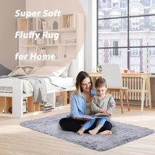 Load image into Gallery viewer, 4x6 Feet Modern Soft Shag Rug with Non-slip Grip Dots-Light Gray
