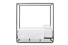 Load image into Gallery viewer, Baxton Studio Eva Vintage Industrial Black Finished Metal Canopy Queen Bed
