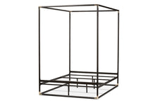 Load image into Gallery viewer, Baxton Studio Eva Vintage Industrial Black Finished Metal Canopy Queen Bed
