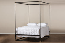 Load image into Gallery viewer, Baxton Studio Eva Vintage Industrial Black Finished Metal Canopy Queen Bed
