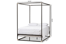 Load image into Gallery viewer, Baxton Studio Eva Vintage Industrial Black Finished Metal Canopy Queen Bed
