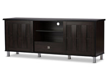 Load image into Gallery viewer, Baxton Studio Unna 70-Inch Dark Brown Wood TV Cabinet with 2 Sliding Doors and Drawer

