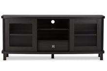 Load image into Gallery viewer, Baxton Studio Walda 60-Inch Greyish Dark Brown Wood TV Cabinet with 2 Sliding Doors and 1 Drawer
