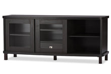 Load image into Gallery viewer, Baxton Studio Walda 60-Inch Greyish Dark Brown Wood TV Cabinet with 2 Sliding Doors and 1 Drawer
