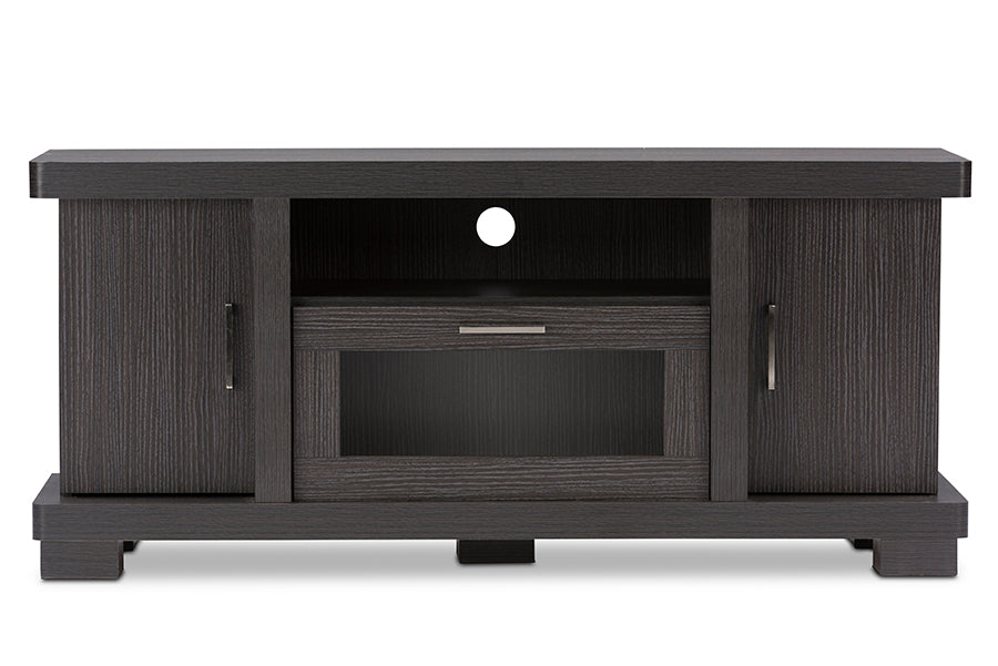 Baxton Studio Viveka 47-Inch Greyish Dark Brown Wood TV Cabinet with 2 Doors