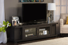 Load image into Gallery viewer, Baxton Studio Viveka 70-Inch Greyish Dark Brown Wood TV Cabinet with 2 Glass Doors and 2 Doors
