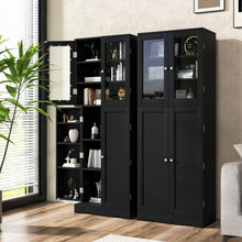 Load image into Gallery viewer, Tall Kitchen Pantry Cabinet with Dual Tempered Glass Doors and Shelves-Black
