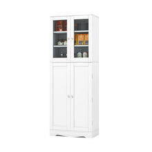 Load image into Gallery viewer, Tall Kitchen Pantry Cabinet with Dual Tempered Glass Doors and Shelves-White
