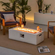 Load image into Gallery viewer, 42 Inch 50 000 BTU Rectangle Terrazzo Fire Pit Table with PVC Cover-White
