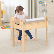Load image into Gallery viewer, Toddler Multifunctional Activity Table and Chair Set with Paper Roll Holder-Natural
