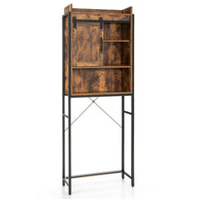 Load image into Gallery viewer, 4-Tier Multifunctional Toilet Sorage Cabinet with Adjustable Shelf and Sliding Barn Door-Rustic Brown
