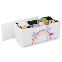 Load image into Gallery viewer, Kids Wooden Upholstered Toy Storage Box with Removable Lid-White
