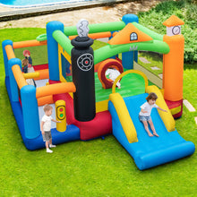 Load image into Gallery viewer, Train Themed Kids Bouncer with Slide and Basketball Hoop with 950W Air Blower
