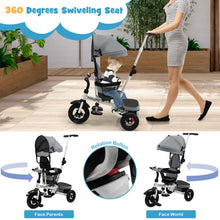 Load image into Gallery viewer, Folding Tricycle Baby Stroller with Reversible Seat and Adjustable Canopy-Gray
