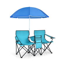Load image into Gallery viewer, Portable Folding Picnic Double Chair With Umbrella-Turquoise
