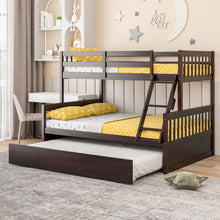 Load image into Gallery viewer, Twin Over Full Convertible Bunk Bed with Twin Trundle-Espresso
