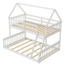 Load image into Gallery viewer, Twin Over Full House Bunk Bed with Ladder and Guardrails-White
