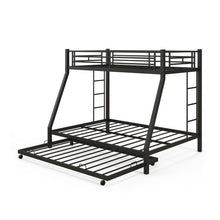 Load image into Gallery viewer, Twin Over Full Bunk Bed Frame with Trundle for Guest Room-Black
