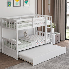 Load image into Gallery viewer, Twin Over Twin Bunk Bed with Pull-out Trundle and Ladder-White

