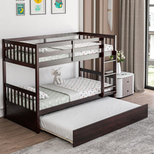 Load image into Gallery viewer, Twin Over Twin Bunk Bed with Pull-out Trundle and Ladder-Espresso
