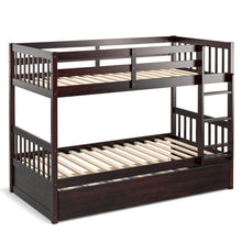Load image into Gallery viewer, Twin Over Twin Bunk Bed with Pull-out Trundle and Ladder-Espresso
