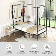 Load image into Gallery viewer, Twin/Full/Queen Size Metal Canopy Bed Frame with Slat Support-Twin Size
