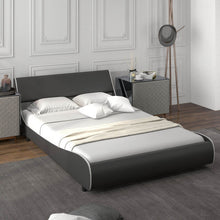 Load image into Gallery viewer, Upholstered Platform Bed Frame Low Profile Faux Leather with Curved Headboard-Full Size
