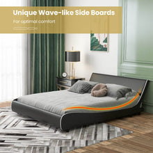 Load image into Gallery viewer, Upholstered Platform Bed Frame Low Profile Faux Leather with Curved Headboard-Queen Size
