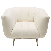 Load image into Gallery viewer, Venus Cream Fabric Chair w/ Contrasting Pillows &amp; Gold Finished Metal Base by Diamond Sofa
