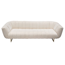 Load image into Gallery viewer, Venus Cream Fabric Sofa w/ Contrasting Pillows &amp; Gold Finished Metal Base by Diamond Sofa
